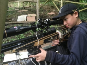 Alex Squires (UK, age 14) practicing Field Target shooting with March 10-60×56 High Master Scope