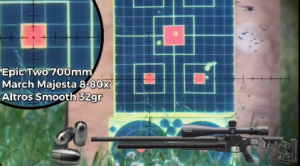 Shooting an air rifle with March 8-80×56 Majesta riflescope by Edgun Leshiy